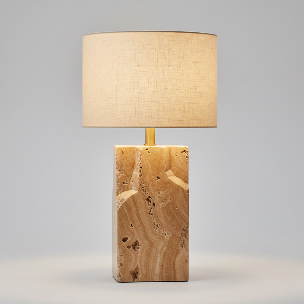 Natural Travertine Stone Table Lamp
