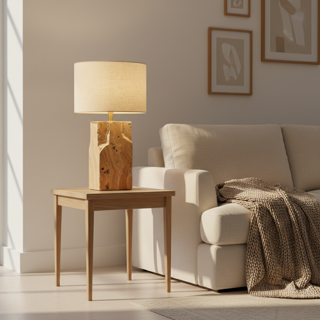Natural Travertine Stone Table Lamp