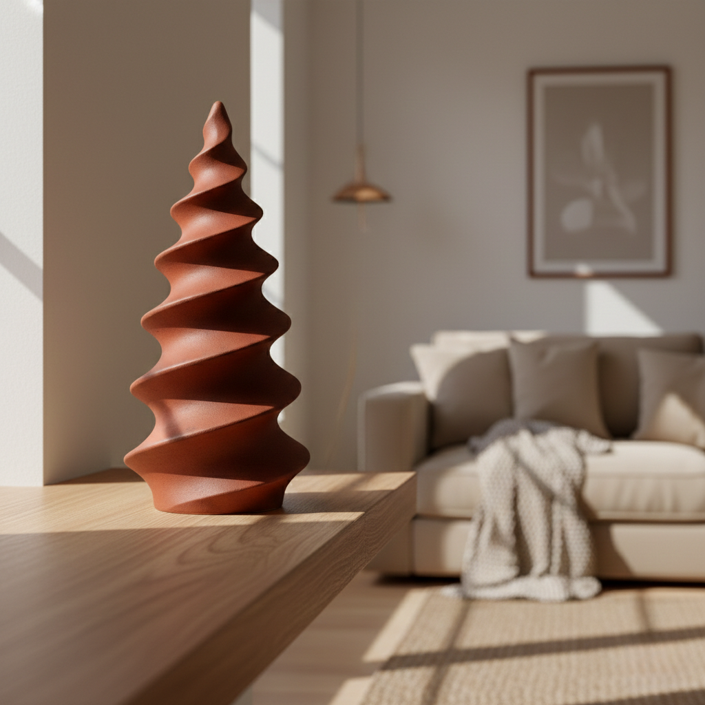 Terracotta Spiral Tower Sculpture
