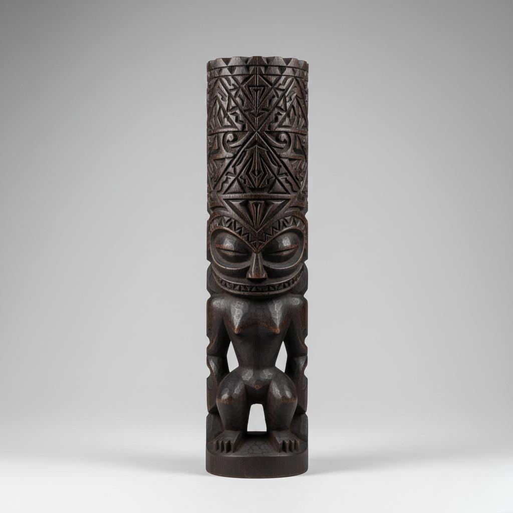 Tribal Carved Wood Tiki Statue