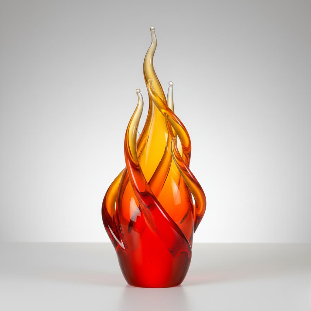 Amber Flame Art Glass Sculpture