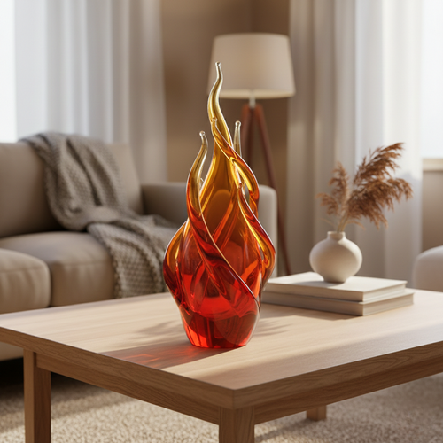 Amber Flame Art Glass Sculpture