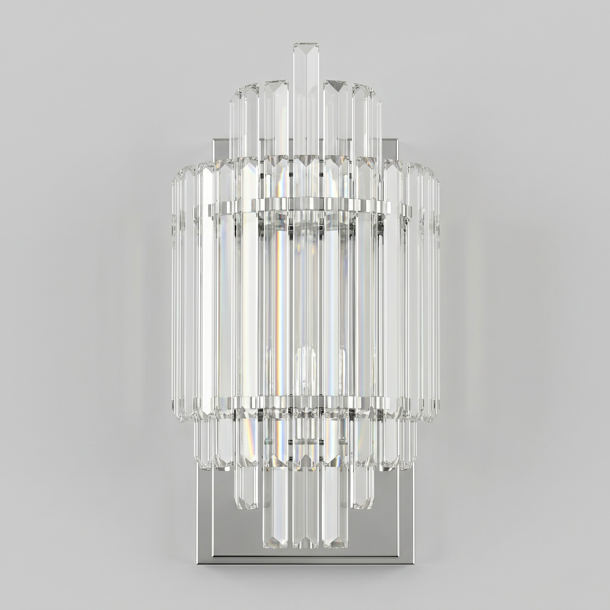 Luxury Crystal Prism Wall Sconce with Polished Chrome Frame