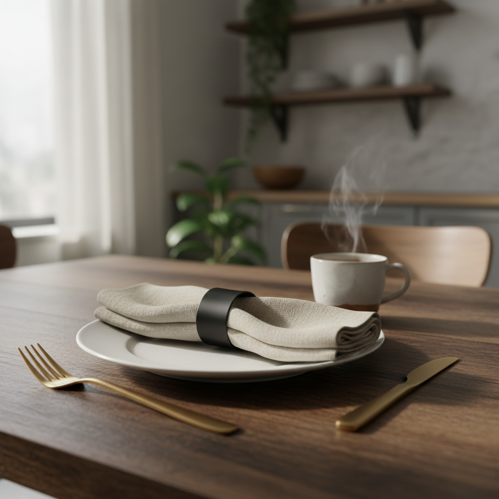Matte Black Napkin Ring Set