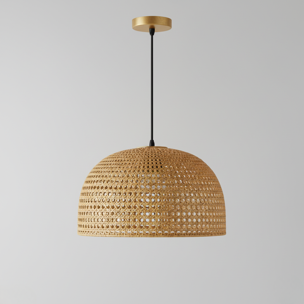 Woven Rattan Dome Pendant Light