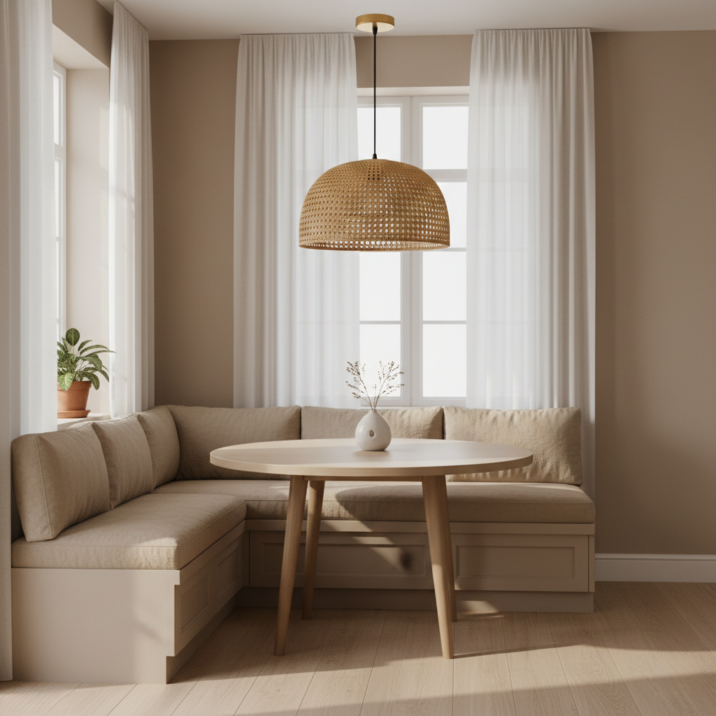 Woven Rattan Dome Pendant Light