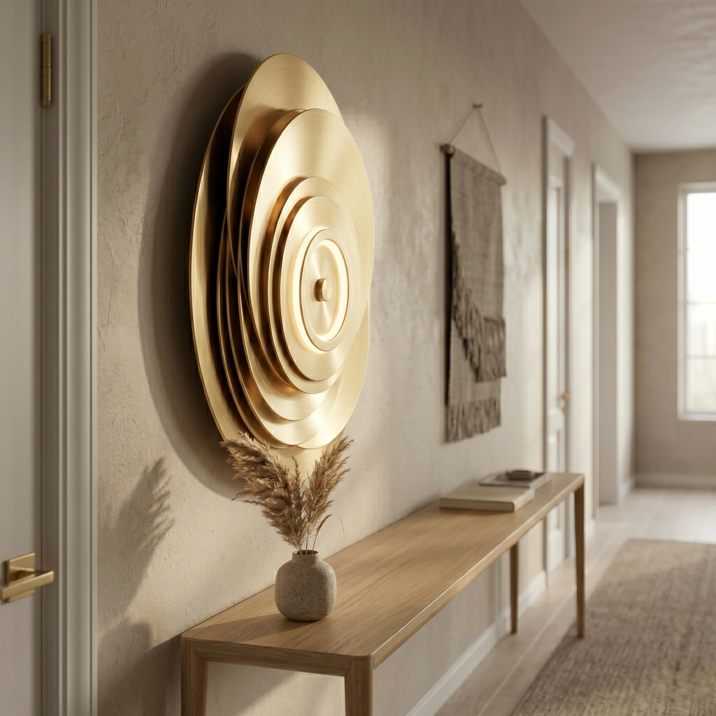 Art Deco Layered Brass Wall Light