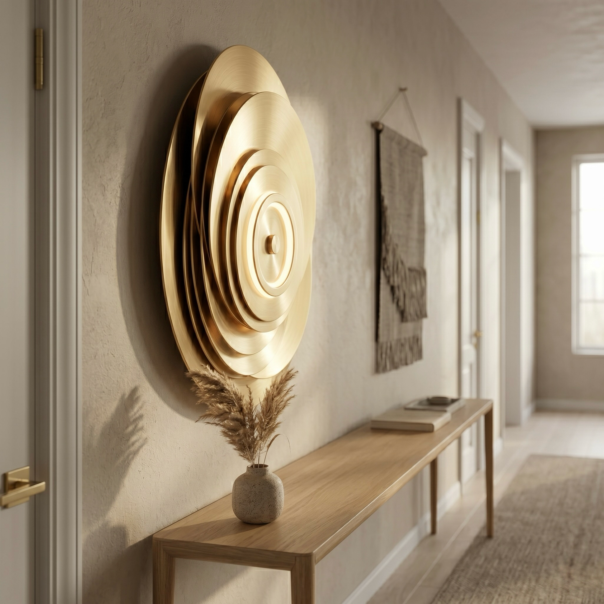 Art Deco Layered Brass Wall Light