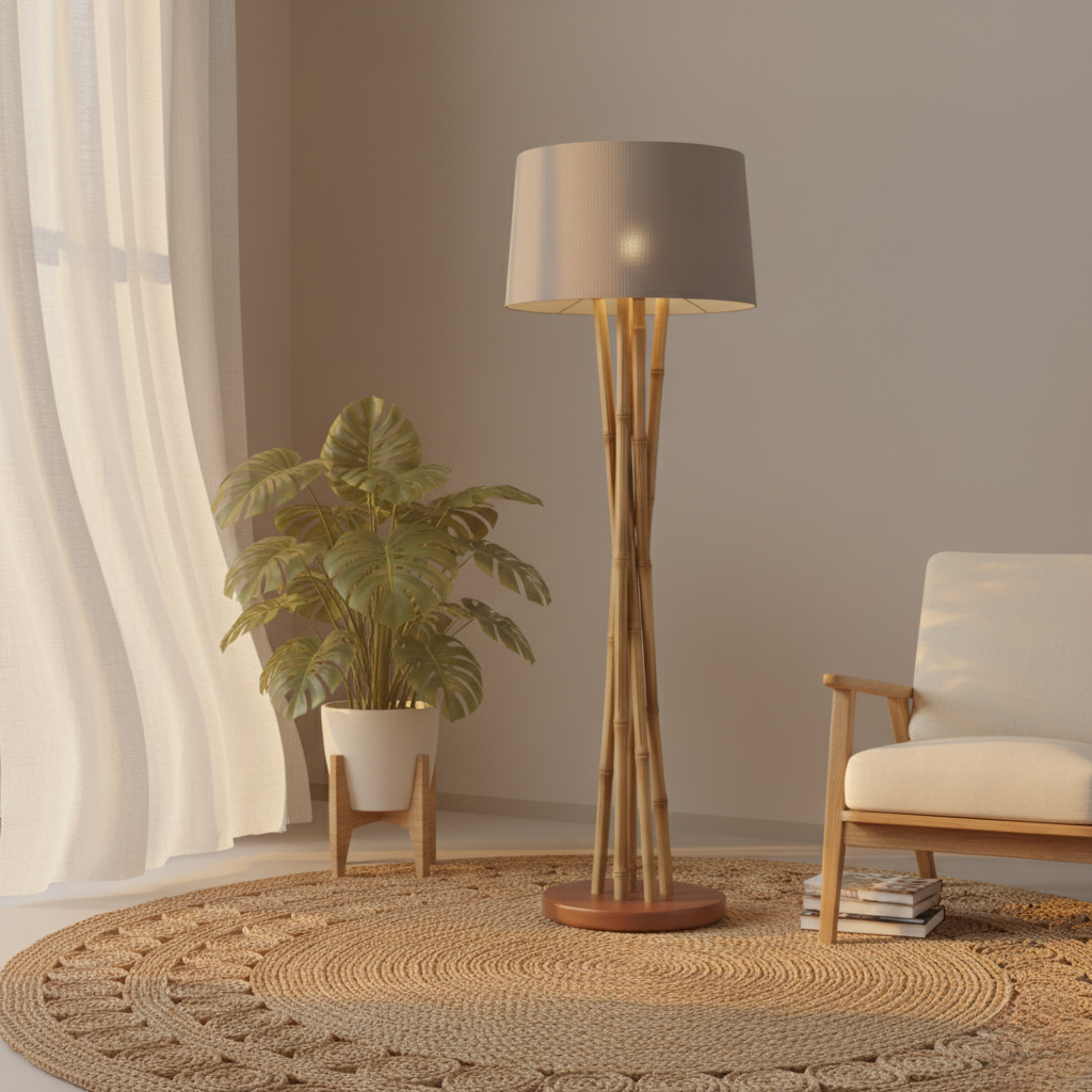 Bamboo Tripod Floor Lamp