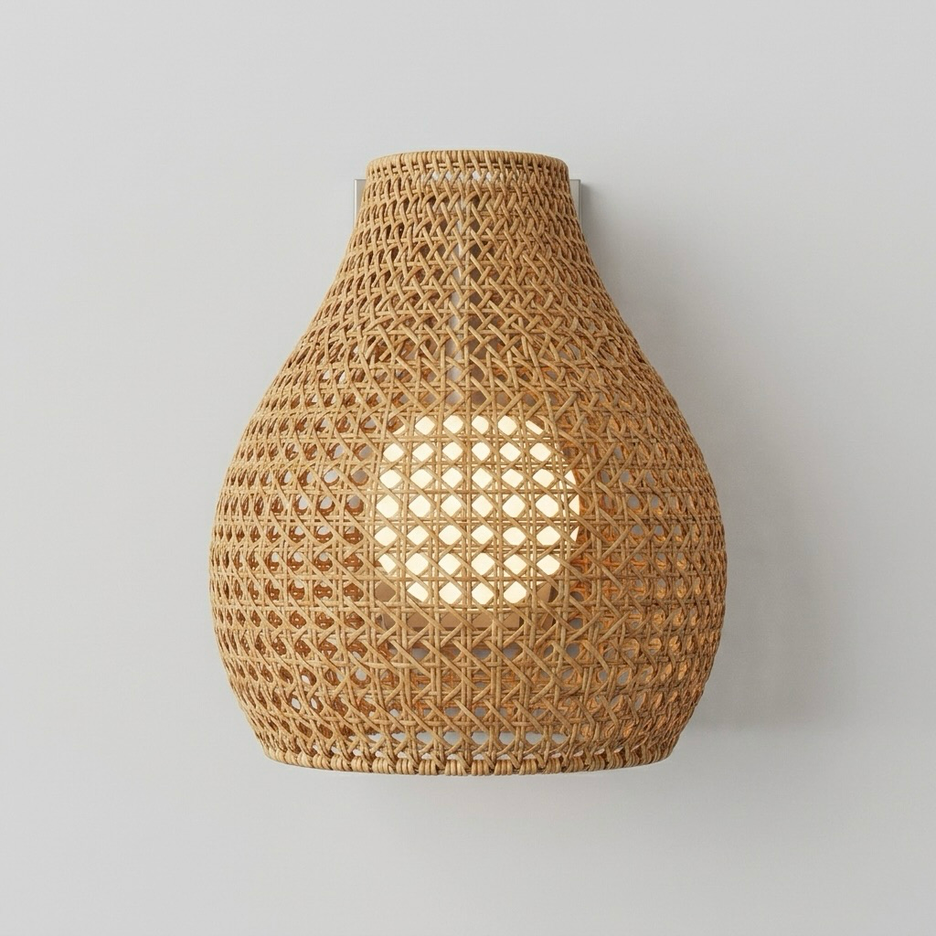 Handwoven Rattan Wall Sconce