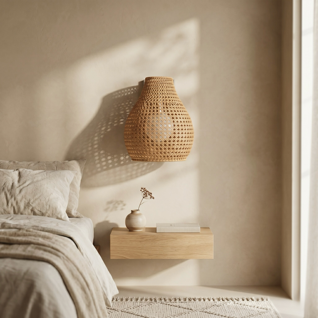Handwoven Rattan Wall Sconce
